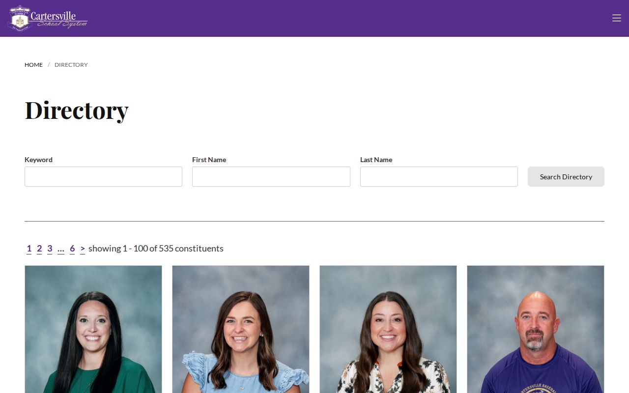 Cartersville people directories school staff search results