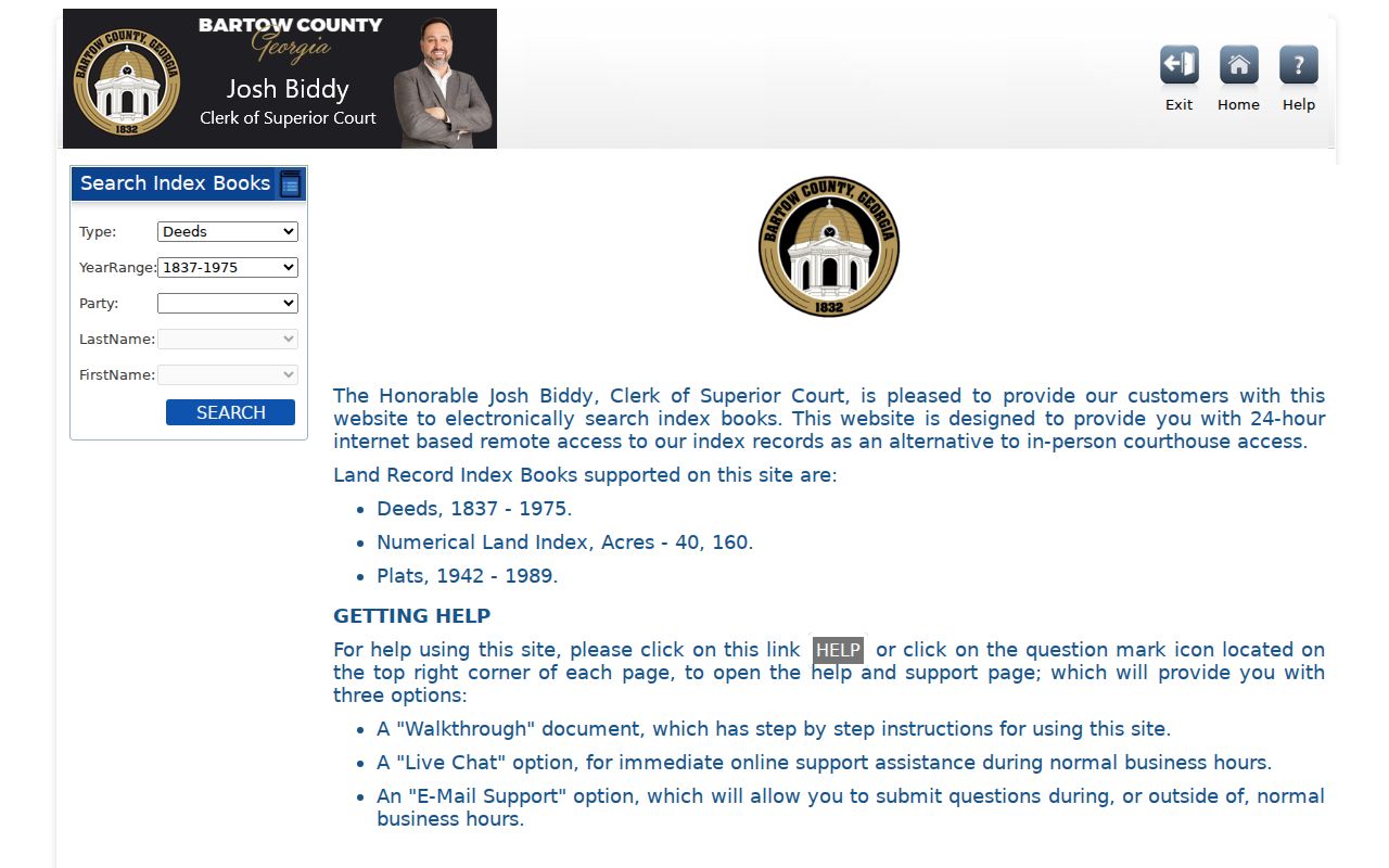 Cartersville public records historic deed index search